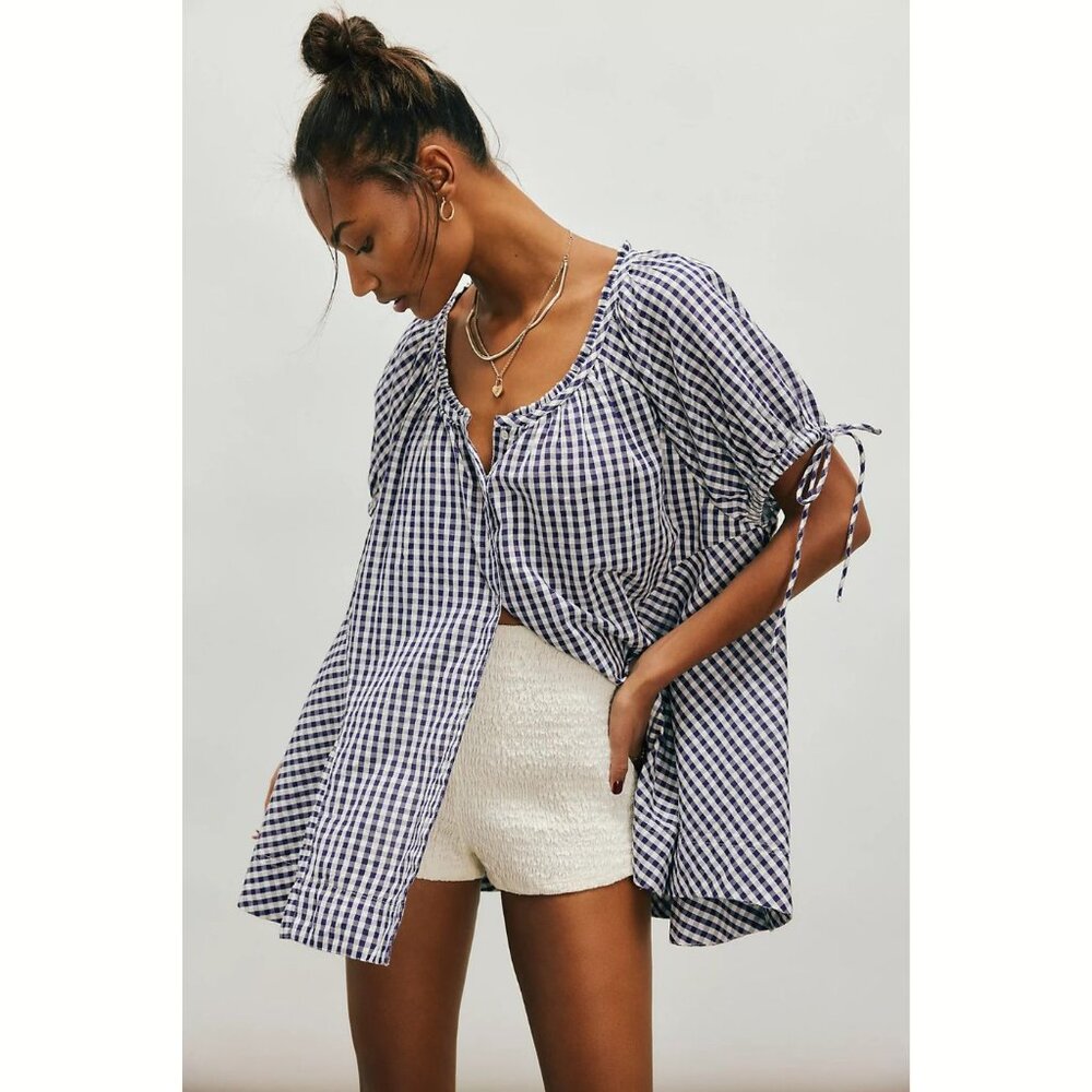 Free People Farley Navy Gingham Tunic
